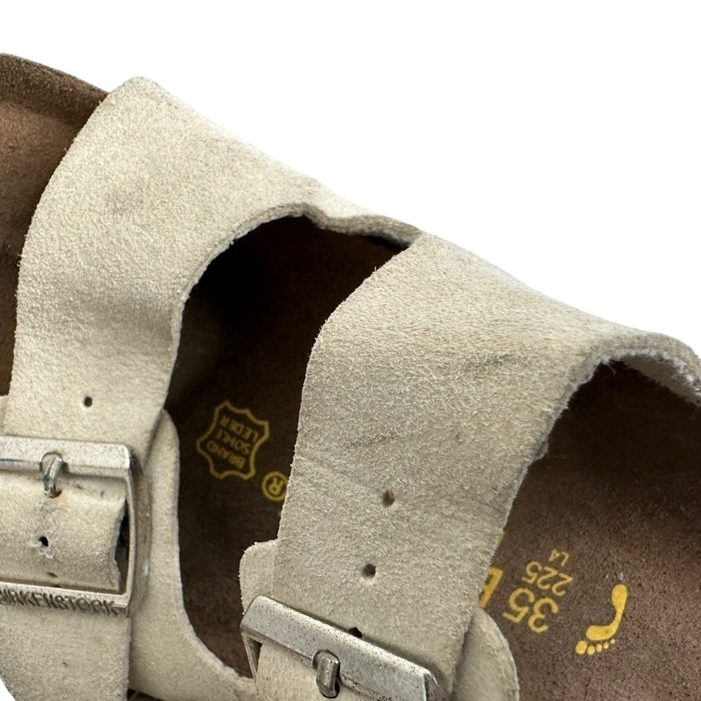 Birkenstock Arizona Suede Sandals Size 35 L 4 Narrow Soft Footbed Stone Gray - Picture 13 of 15
